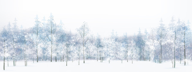 Wall Mural - vector winter forest background.