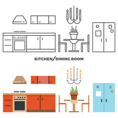 Canvas Print - Kitchen and dining room furniture and accessories collection