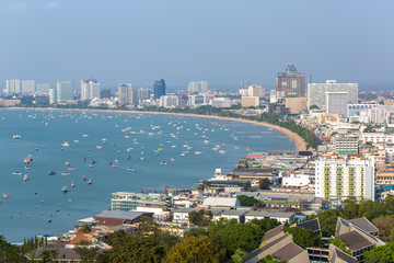Wall Mural - Pattaya, Thailand - March 7, 2017: Panorama view of Pattaya city in Thailand. Day time