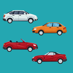 Sticker - color background of set with modern car vehicle transport