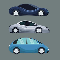 Poster - gray background of colorful set futuristic car vehicle