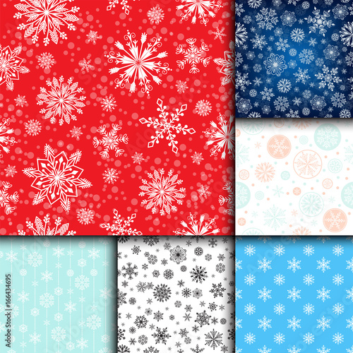 Snowflake vector seamless pattern weather traditional winter december wrappin...