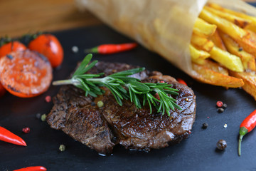 Wall Mural - french fries and steak