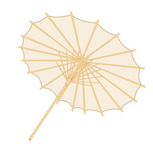 Traditional Japanese Or Chinese Umbrella Over White Backgrround
