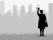 © zolotons - Vector, silhouette of woman on city background