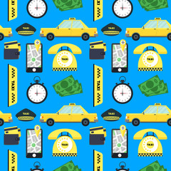 Sticker - Taxi Transportation Service Background Pattern. Vector