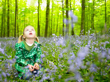 Girl Looking Up, In The Woods