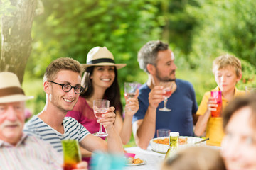 Poster - Lunch in the garden for multi-generation family