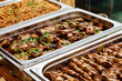 Catering Buffet Food Dish Asian Oriental With Meat And Colorful Vegetables 