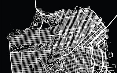 Urban city map of San Francisco, California