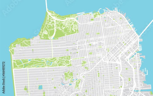 Cuadros en Lienzo Urban city map of San Francisco, California