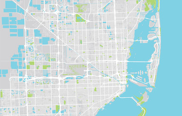 Canvas Print - Urban city map of Miami, Florida