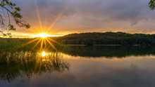 Romantic Sunset At The Lake Breiter Luzin In Feldberg, Mecklenburg-Western Pomerania, Germany