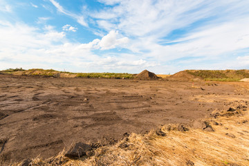 Under construction site with blue sky background