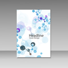 Abstract molecules brochure design. Vector cover template