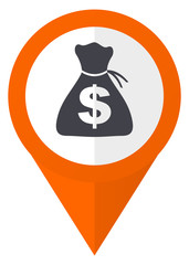 Fototapete - Money orange pointer vector icon in eps 10 isolated on white background.