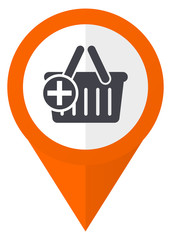 Fototapete - Add to shopping basket orange pointer vector icon in eps 10 isolated on white background.
