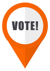 Leinwandbilder - Vote orange pointer vector icon in eps 10 isolated on white background.