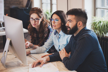 Software engineers working on project