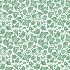 Wall Mural - Hand drawn vector seamless pattern with mint leaves