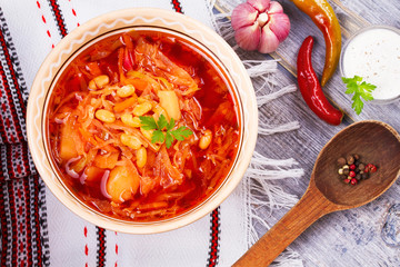 Borsht, bortsch, borshch, borscht. Soup, associated with cuisine of Eastern and Central Europe, especially Ukraine, Russia and Poland