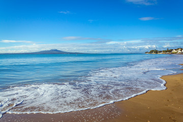 Milford Beach Auckland New Zealand; View to Rangitoto Island