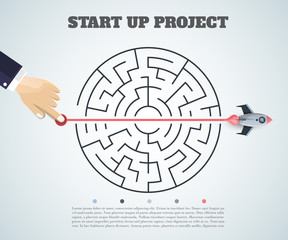 Wall Mural - business concept backgroind. 3d rocket finding a solution, problem solving.vector illustration