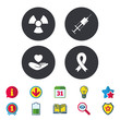 © blankstock - Medicine icons. Syringe, life, radiation.