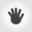 © FishCoolish - Human open palm, five fingers flat icon. Simple black logo of greeting gesture. Vector web pictogram or button for websites, mobile apps, games and other design projects