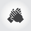© FishCoolish - Icon of human hands applause. Symbol of ovation, cheers, clapping. Simple black flat pictogram. Vector illustration for websites, mobile apps, games and other design projects