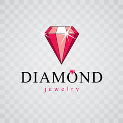 Vector precious decorative element, polygonal. Luxury diamond sign emblem, logotype. Brilliant jewelry illustration.