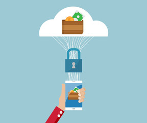 Wall Mural - e-wallet, e-business security concept