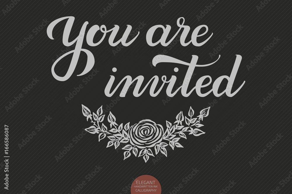 Hand drawn lettering - You are invited. Elegant modern handwritten ...