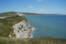 Rural Landscape And Cliffs On Tennyson Down On The Isle Of Wight, Off The South Coast Of The United Kingdom.