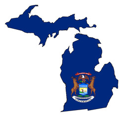 Poster - Michigan Outline Map and Flag