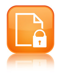 Secure document icon special orange square button