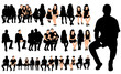 © zolotons - Vector, collection of silhouettes people sitting