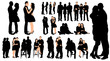 © zolotons - collection of silhouettes of a guy and a girl are hugging