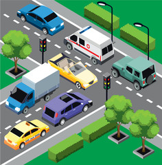 Canvas Print - City Traffic Isometric Concept