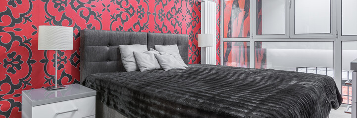 Wall Mural - Fancy bedroom with ornament wallpaper