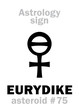 Astrology Alphabet: EURYDIKE (Eurydice), asteroid #75. Hieroglyphics character sign (single symbol).