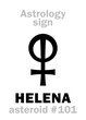 Astrology Alphabet: HELENA (Helen of Troy), asteroid #101. Hieroglyphics character sign (single symbol).