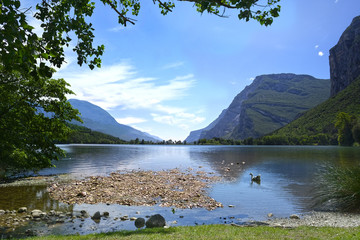 Poster - Landscape with the image of Toblino lake in North Italy