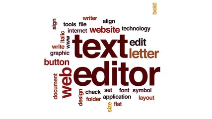 Wall Mural - text editor animated word cloud, text design animation.