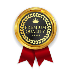 premium quality golden medal icon seal sign isolated on white b