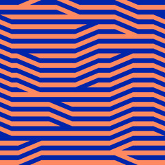 Abstract geometric seamless pattern. Orange and blue color combination. Clipping mask used.