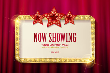 Poster - Bright red marquee with light bulbs