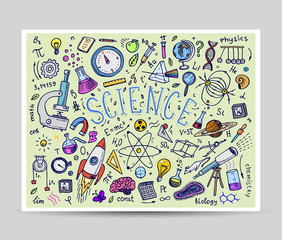 Wall Mural - engraved hand drawn in old sketch and vintage style. scientific formulas and calculations in physics