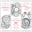 © artmary - Vector illustration sketch - asian food. Card menu indian. vintage design template, banner.