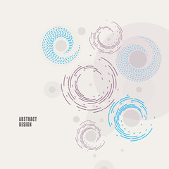 Aufkleber - Vector background of circles and rounded lines in vintage style